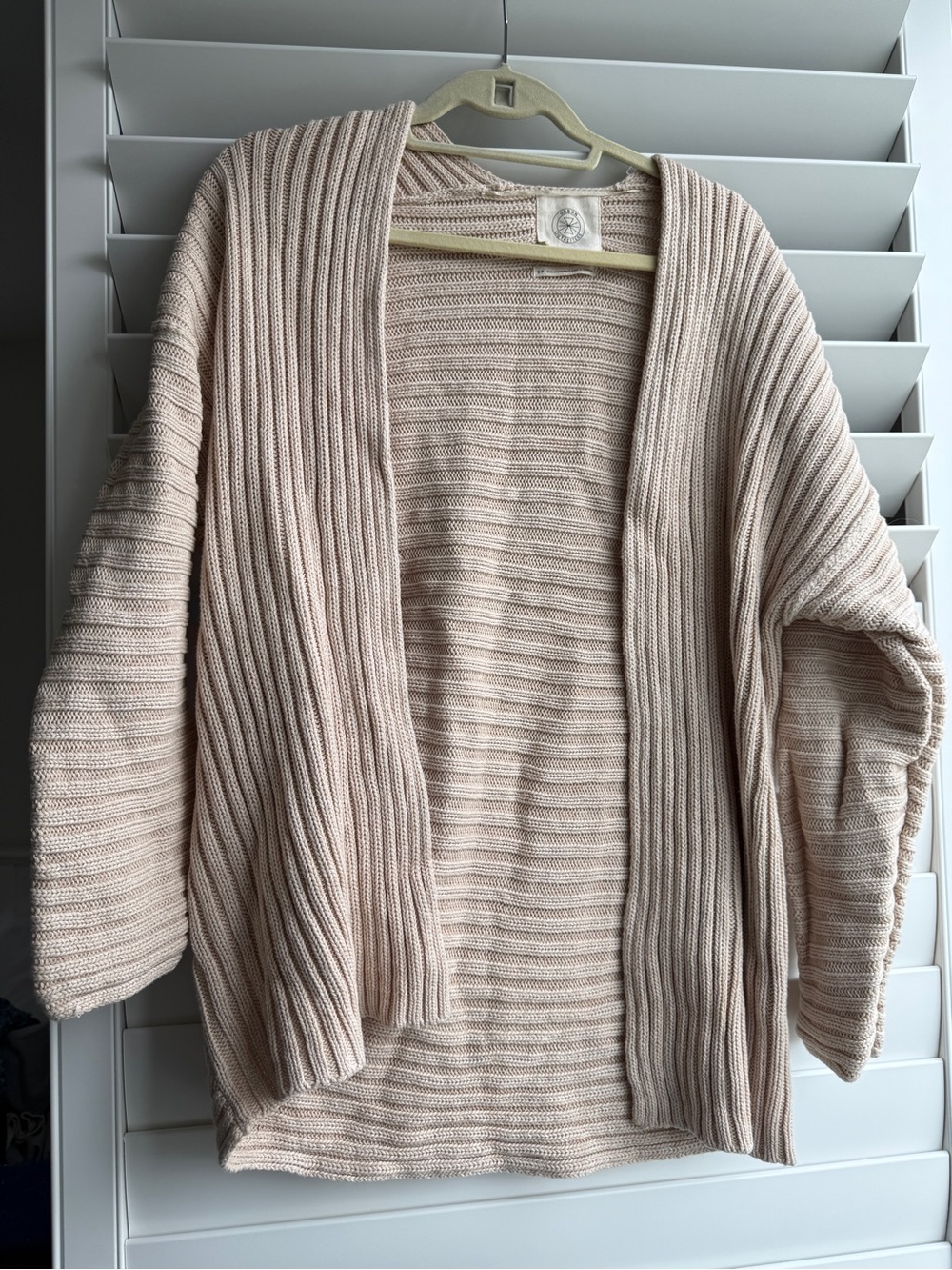 Urban Outfitters Ribbed Open-Front Cardigan in Light Beige